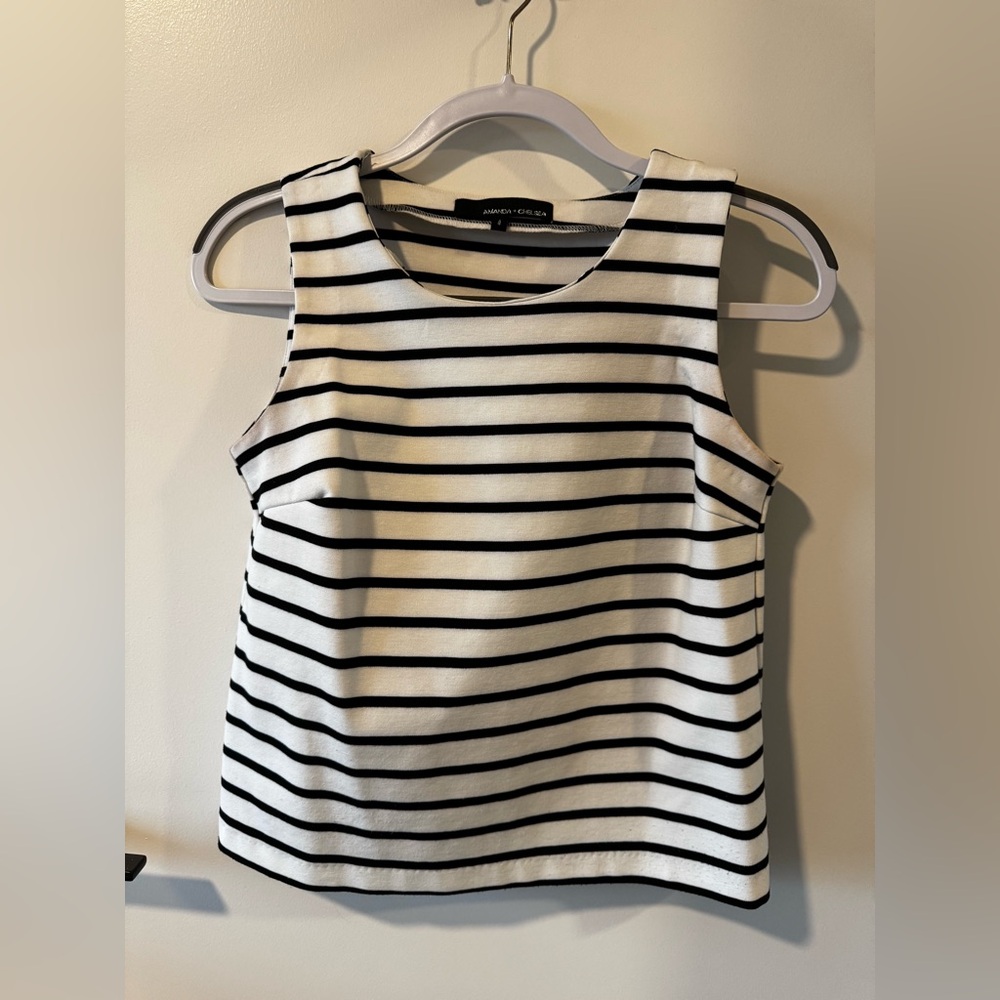 Black and White Striped Sleeveless Top